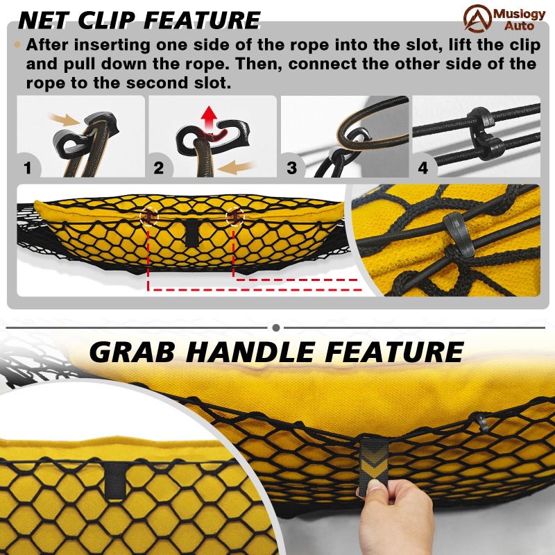 Muslogy Truck Bed Cargo Net Compatible with Toyota Tundra 2007-2024 2025 Accessories Storage Organizer Pickup Truck Bed Envelope Style Cargo Net with Heavy Duty Carabiners - Image 4
